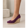 Pantofi dama mov din piele naturala intoarsa cu talpa tip pana de 7 cm P50MOV
